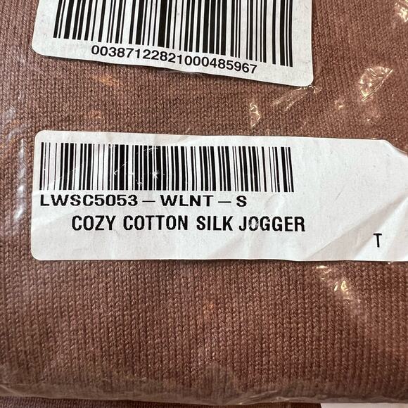 LUNYA Cozy Cotton Silk Jogger Pant Walnut Brown Pockets Lounge Sleep Small NEW - Picture 4 of 4